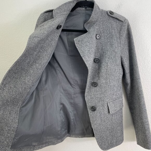 Theory Womens Size 0 Gray Wool Blend Button Asymmetric Military Blazer Jacket - Picture 15 of 15